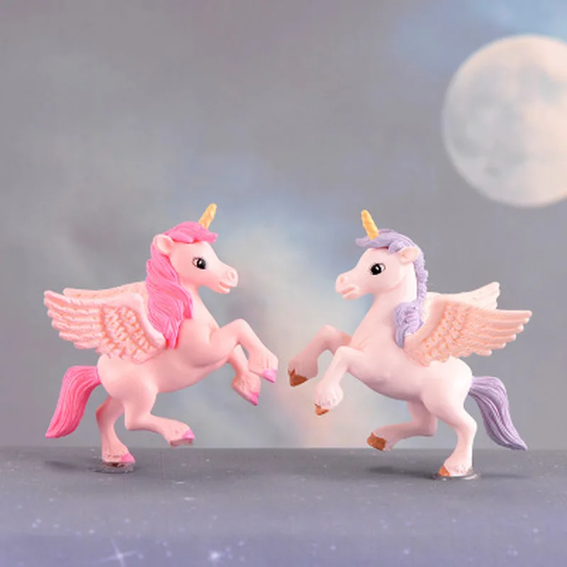 1 шт. Мультяшные куклы Pegasus Единорог Аниме Фигурка пони суккуленты сборка