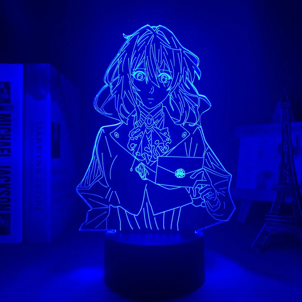 candle night Acrylic Led Night Light Lamp Anime Violet Evergarden for Bedroom Decorative Room Nightlight Birthday Gift 3d Table Light Manga night light lamp