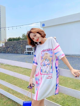 

2020 Summer new arrival cartoon print dress fashion women lattice dress