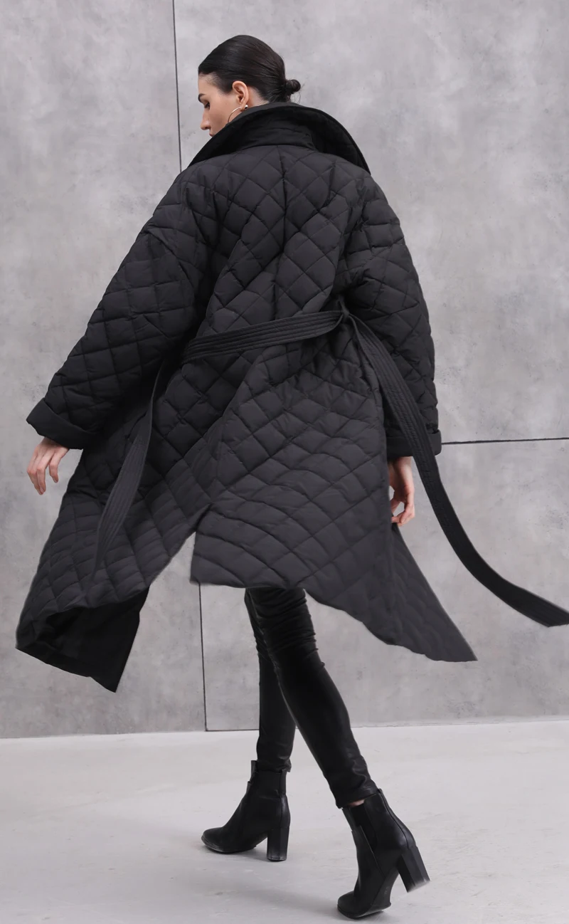 Зимний женский пуховик свободного кроя с поясом, Высококачественная брендовая теплая Женская парка с длинным рукавом, модная зимняя куртка