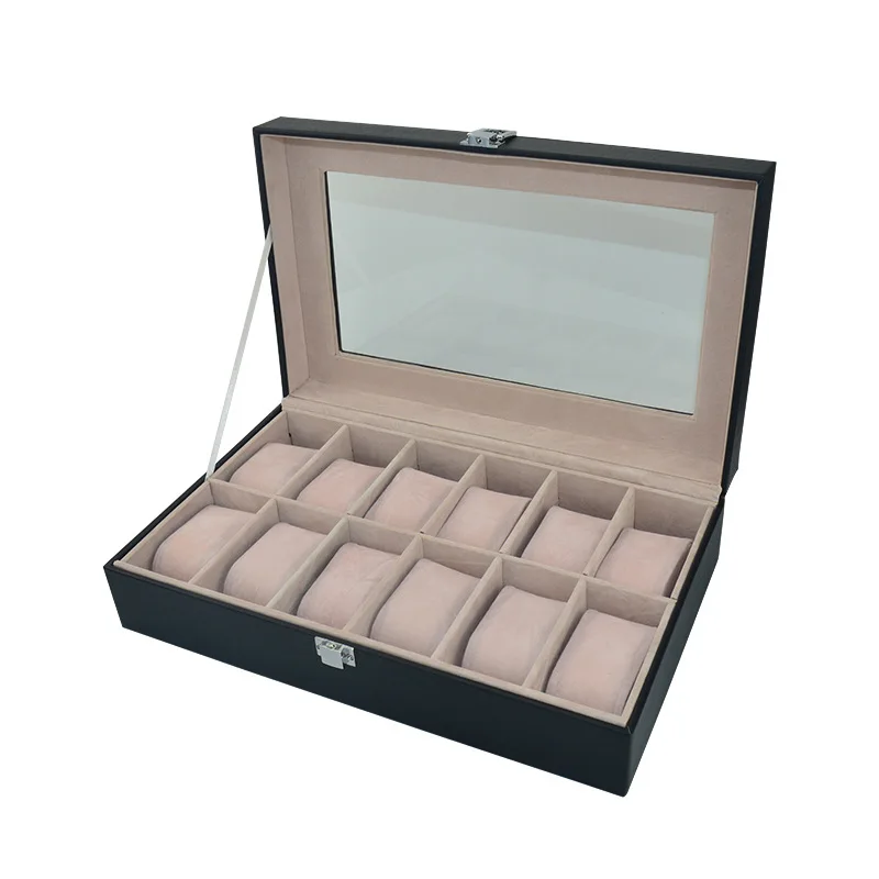 

Twelve Seat Watch Display Box Environmental Pu Jewelry Box Foreign Trade Fashion Soft Pattern Men's Watch Packaging Box