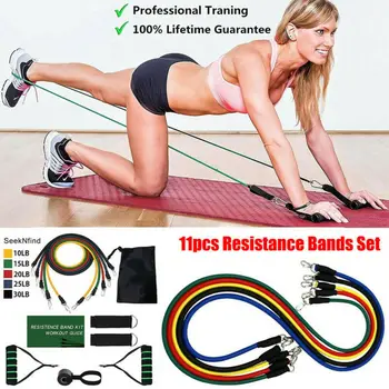 

11PCS Resistance Bands /5PCS Yoga Belts Pilates Resistance Band Set Abs Exercise Fitness Tube Workout Bands