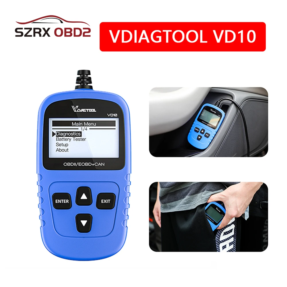 VDIAGTOOOL VD10 OBD2 сканер OBD Автомобильный диагностический инструмент автомобильный