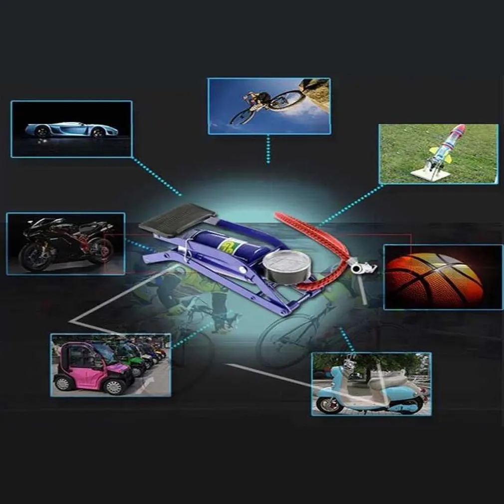 Single Tube Pedal High Pressure Gas Foot Electric Self-propelled Car Motorcycle Home Multi-function Portable Foot Pump