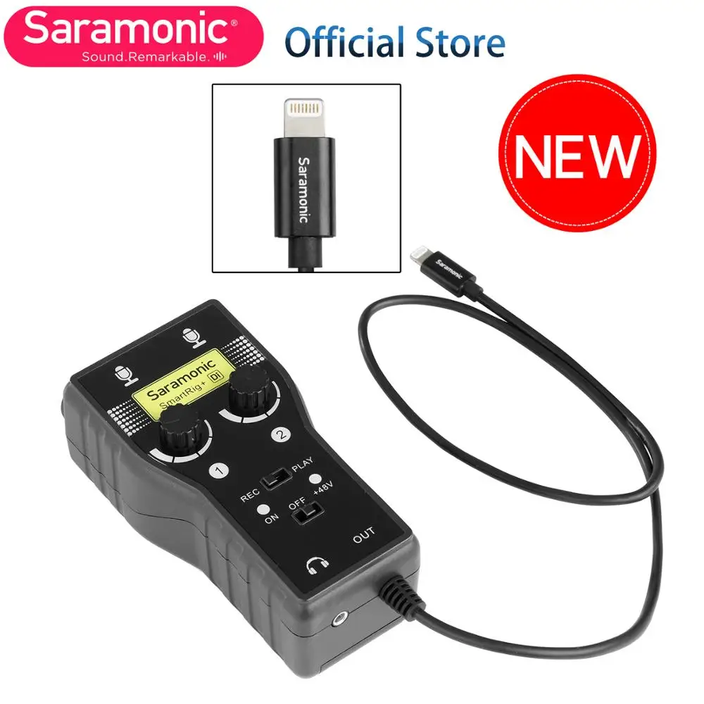 Saramonic SmartRig + Di 2-х канальный XLR микрофон и 6 3 мм гитары Интерфейс &amp IOS MFi Lightning вход