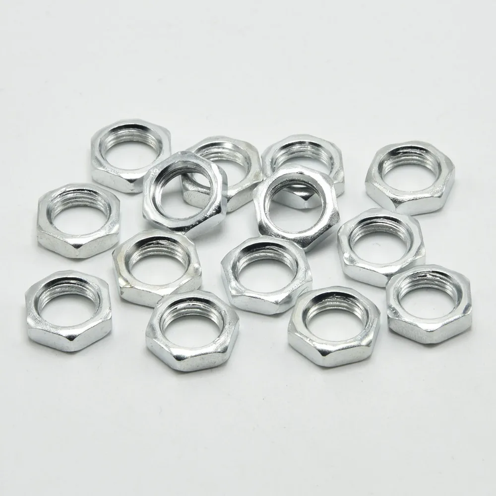 

100Pcs/Lot, M10 Inner Tooth Hexagonal Nut 2/3/4mm thick, Zine Plate Color, Screw Nut, 10mm Hex Nuts, lighting hardware fittings