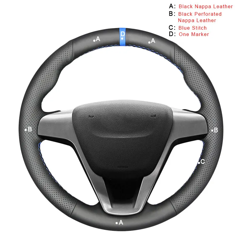 Авто оплетка на руль для Lada Vesta Xray- DIY автомобиля оплетка колеса чехлы - Название цвета: Nappa Leather