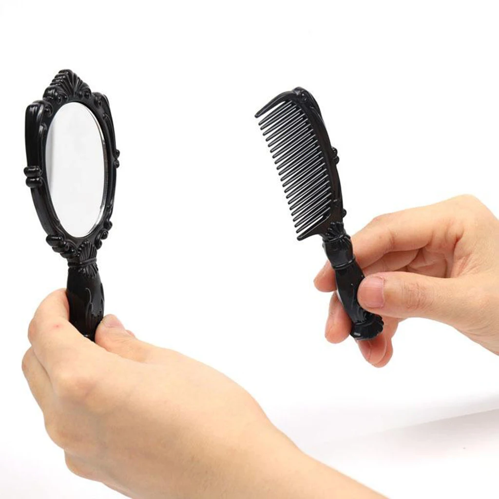Hand Held Mirror Comb Set, Vintage Hand Mirror Decorative Vanity Mirror Comb Set Hair Styling Tools Gifts