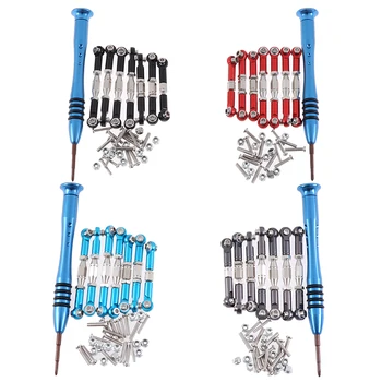 

1Set 144001 1/14 RC Car spare parts metal servo pull rod Steering tie rod set