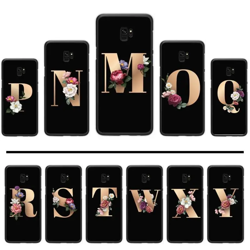 26 letters Surname black TPU Phone Case Cover Hull For Samsung S6 S7 edge S8 S9 S10 e plus A10 A50 A70 note8 J7 2017 | Мобильные