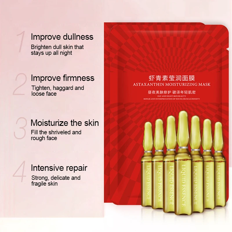 

Hyaluronic Acid Essence Lactobionate Brighten Skin Hydrating Shrink Pore Moisturizer Facial Mask Astaxanthin Oligopeptides Serum