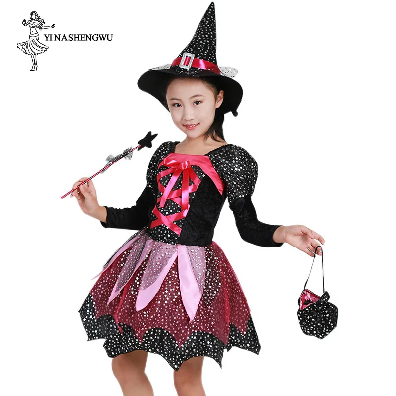 

Halloween Cosplay Costume Magic Witch Child Witch Elf Performance Costume Masquerade Party Girl Dress Skirt Costume
