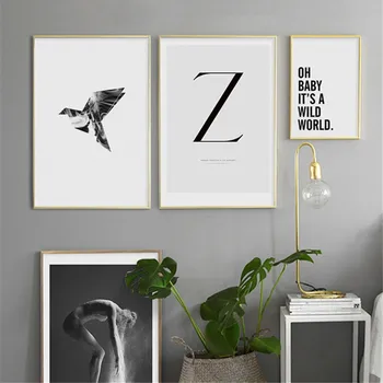 

Nordic Modern Simple Girl Abstract Text Personality Letter Z design Living Room Decorative Painting canvas wall art painting