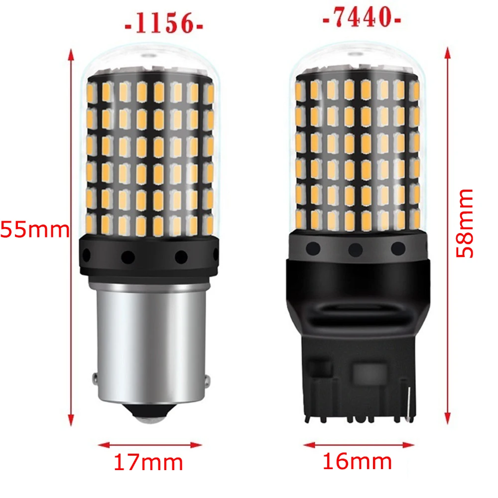 2 шт. 7440 1156 BA15S 3014 144SMD нет Hi-Flash СВЕТОДИОДНЫЙ Автомобильный сигнальный светильник поворота лампа Автомобильный светодиодный тормозной светильник 12-24 В сменная CAN-шина запчасти
