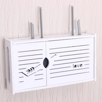 

Wireless Wifi Router Storage Box PVC Panel Shelf Wall Hanging Plug Board Bracket Home Decor Cable Storage Organizer