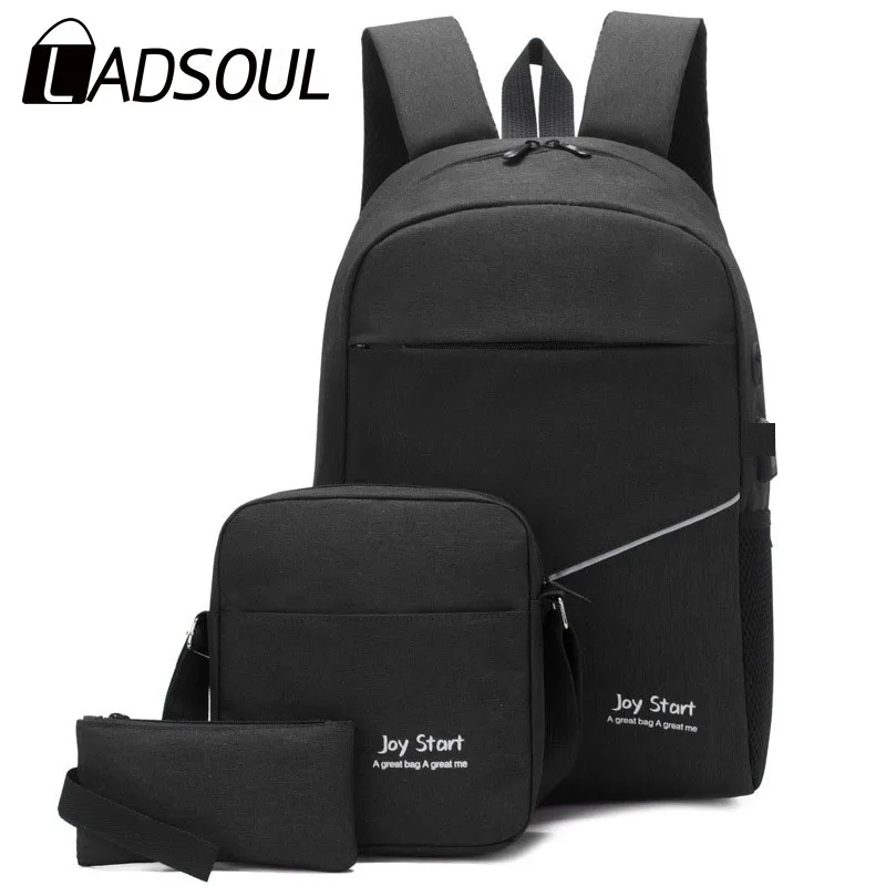 LADSOUL, 3 предмета, для мужчин и женщин, модная Мужская и Женская дорожная сумка, повседневный рюкзак, унисекс, деловой рюкзак, школьный рюкзак