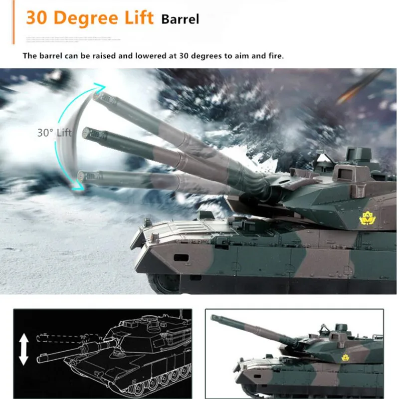 40CM Type 10 Main Battle Remote Control Tank 330 Degree Turret Rotation Independent Suspension Shock 40Mins Life RC Tank Model 5