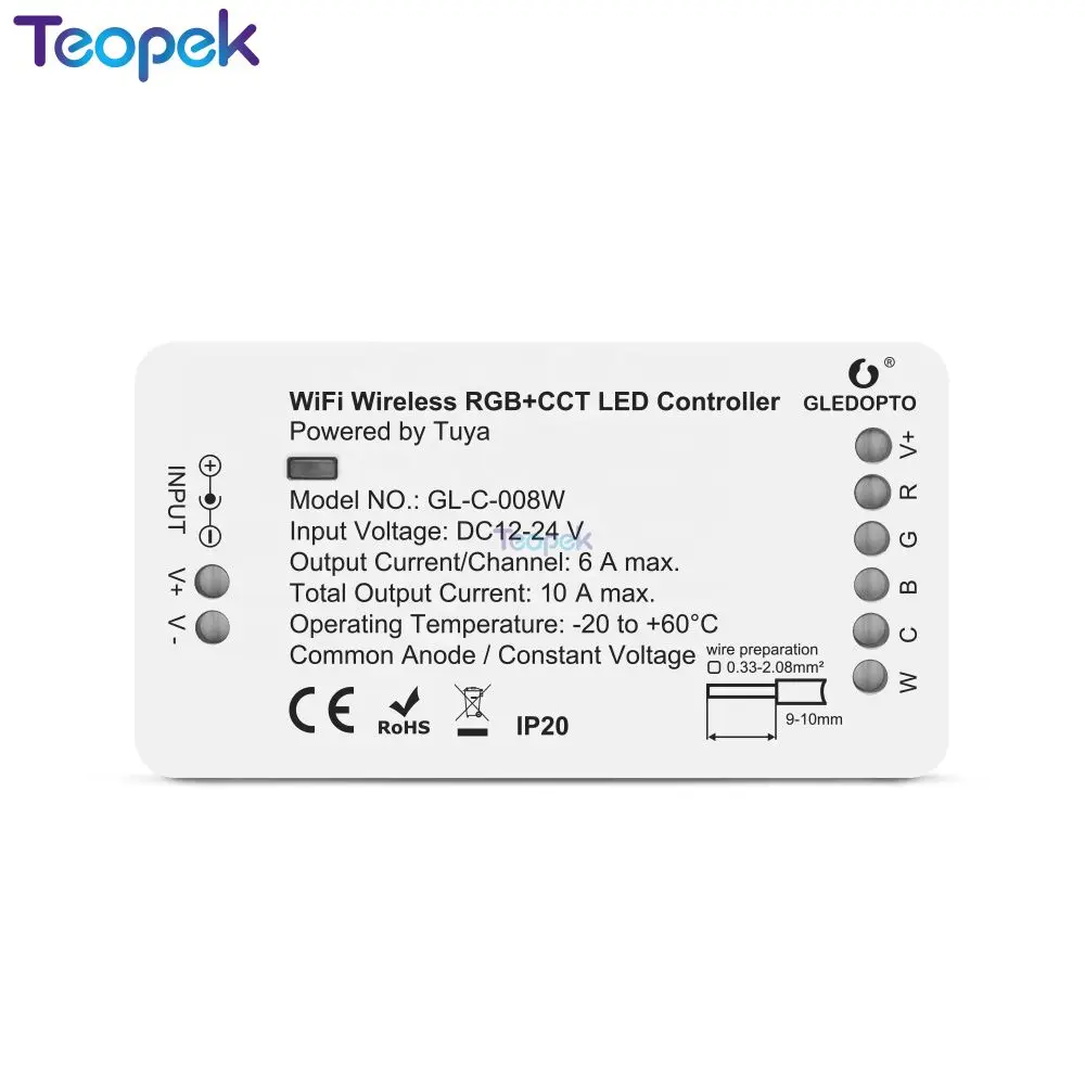 Tuya Smart Home Led Strip Controller 12V 24V Rgbw Rgbww Rgbcct Rgb Dimmer Controller Alexa Echo Plus Voice Control 360W