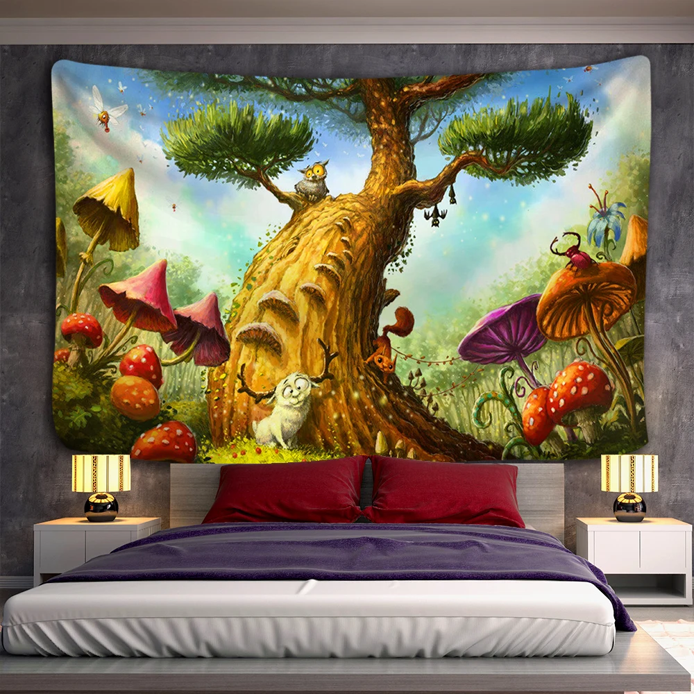 Tapestry Decor Big Wishing Trees 3D Print Tapestry Wall Hanging Hippie Psychedelic Decorative Wall Carpet Bed Sheet Bohemian Hippie Home Decor tapestry decor