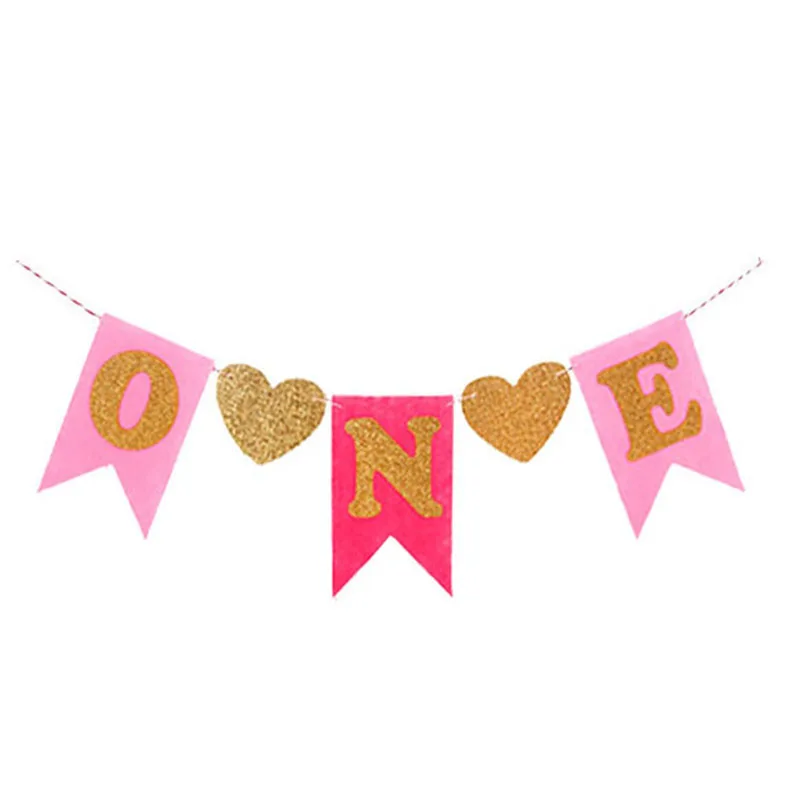 one banner WEIGAO 1 шт. 1 2 3 шапки ко дню рождения цветок корона 1-й День рождения шапка новорожденного ребенка ободок для дня рождения 1 год День рождения украшения - Цвет: one banner
