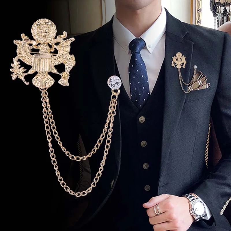 Korean Metal Eagle Brooch Pin Men's 