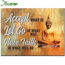 Фото на заказ Алмазная вышивка DIY Алмазная картина крестиком набор религия Будда текст 5D мозаика настенный Декор для дома YY1442