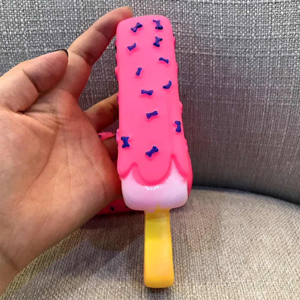 Кошка, щенок, Жевательная молярная игрушка в форме мороженого, розовый цвет, подарки для питомца, пищащие игрушки, нетоксичные резиновые игрушки для собак