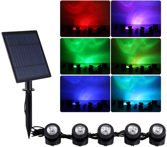 Solar Powered Underwater Lights Multicolor Submersible Pond Landscape  Spotlights for Garden Pool Pond Yard Outdoor Lighting