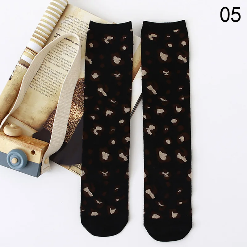 Модные леопардовые полосатые носки для мальчиков и девочек, хлопковые мягкие детские гольфы, Зимние гетры, детские длинные носки - Цвет: 5