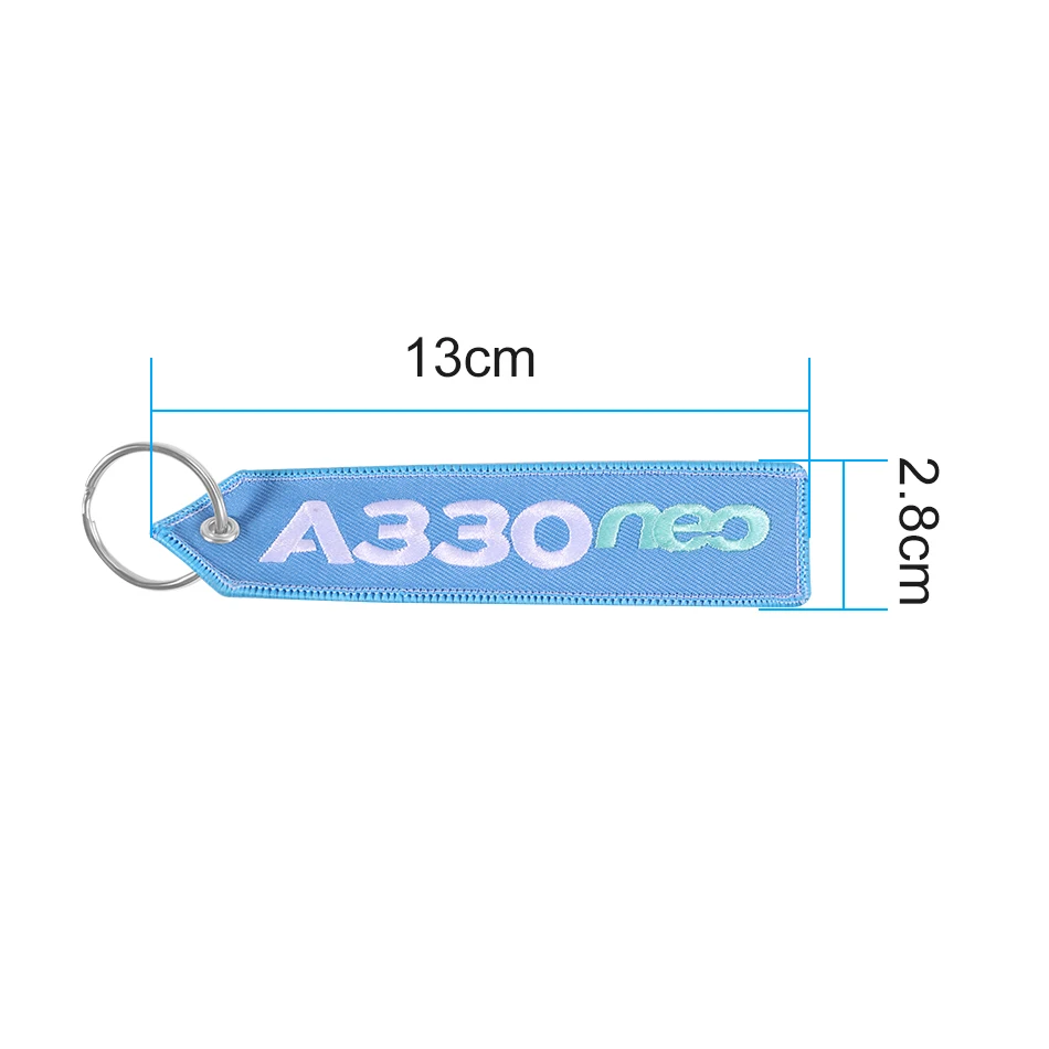 AIRBUS Keychain Double-sided Embroidery A330 NEO Aviation Key Ring Chain for Aviation Gift Strap Lanyard Light Blue Keychains (4)