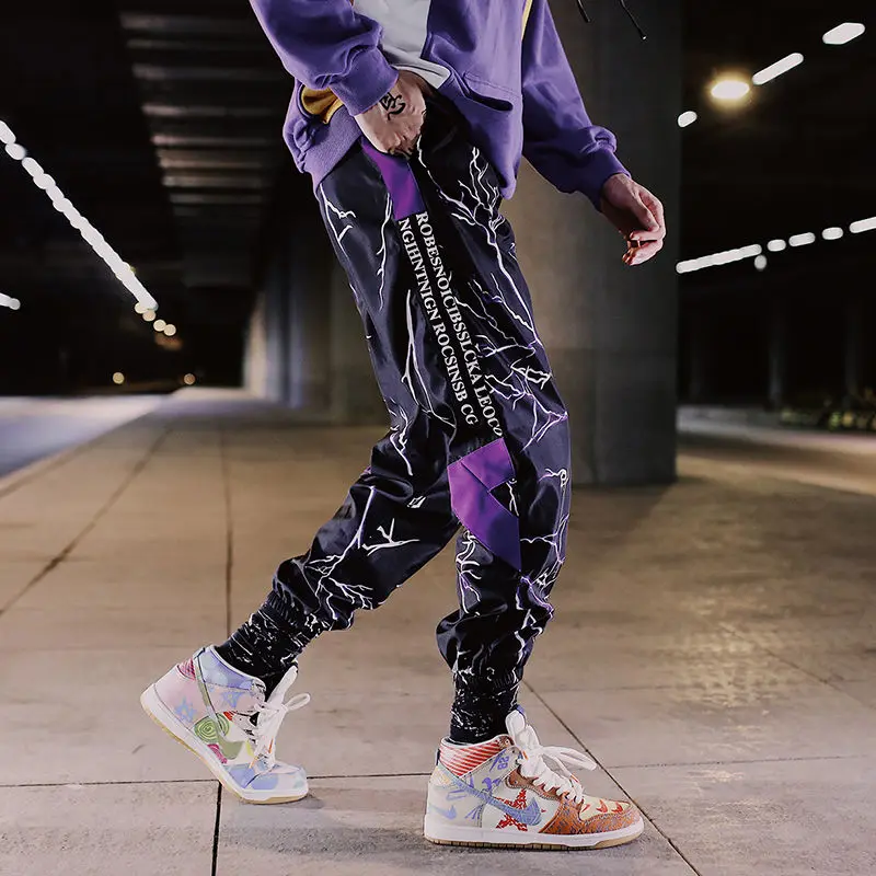 Белый ins Men Pants Casual Mens hip hop rap Male Trousers street boy quick-dry Straight Full breathing loose ankle banded Pant - Цвет: Белый