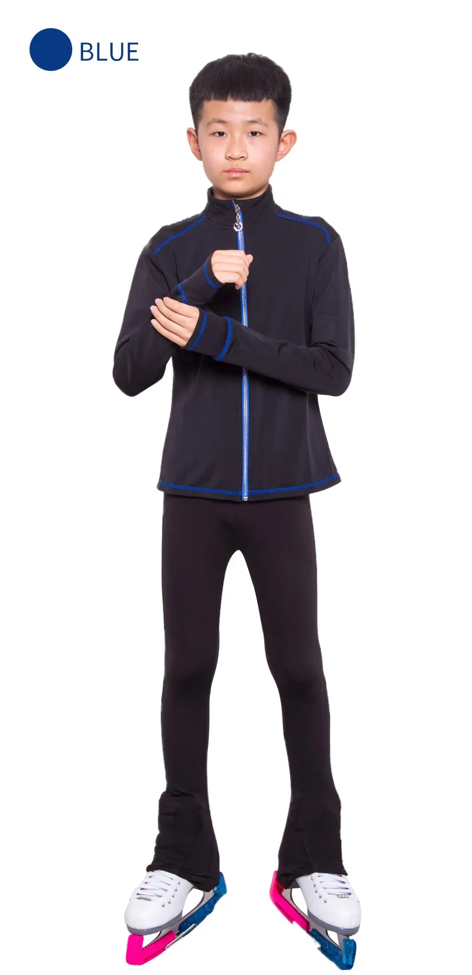 Figure skating suit men's black velvet breathable sweat absorbing four seasons hot drilling skating training pants suit
