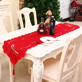 

New Year Party Decoration 1/4/6PCS Christmas Tablecloth Decorations For Home Rectangle Desk Cloth Tea Table Cloth For Wedding