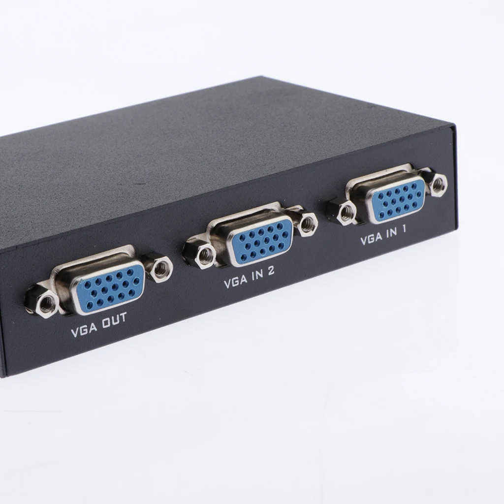 2-Port VGA Switch, Video Audio Bidirectional Switcher Box Metal Housing Shell for PC Monitor Sharing