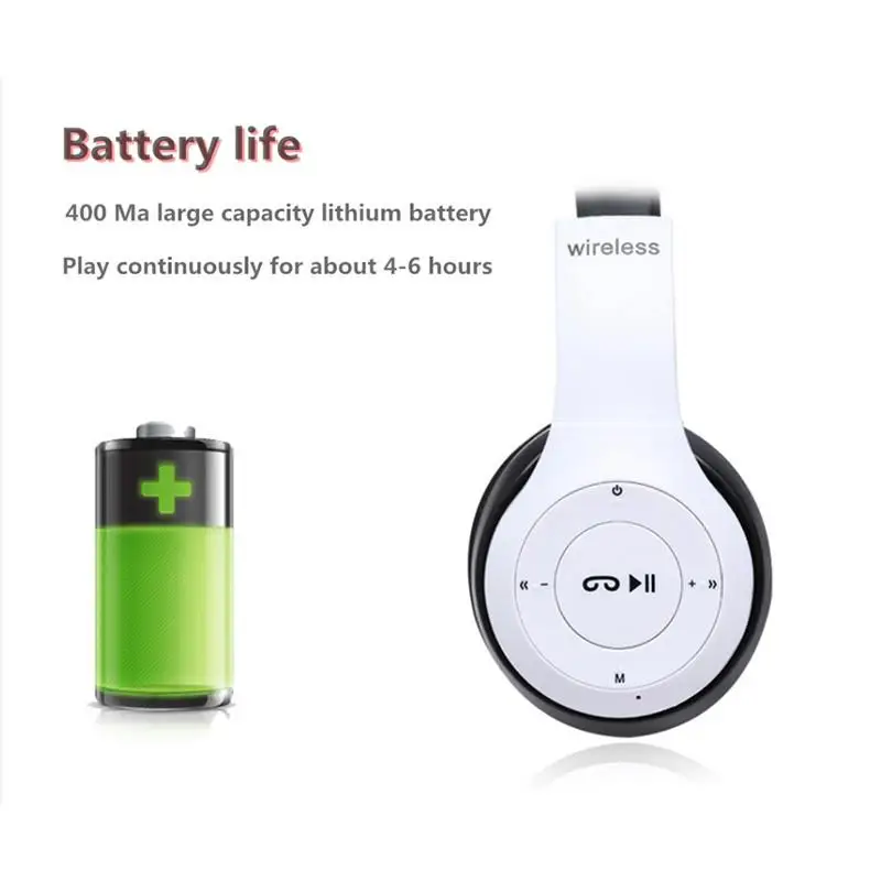 HIFI Stereo Foldable Wireless Headphones Bluetooth Headset with mic support SD card For iPhone Samsung Huawei Xiaomi PC PS4