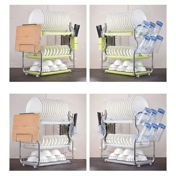 

3 Layer Stainless Steel Kitchen Dishes Rack Drying Bowl Cup Rack Chopsticks Storage Box Washing Holder Drying Rack Organizer
