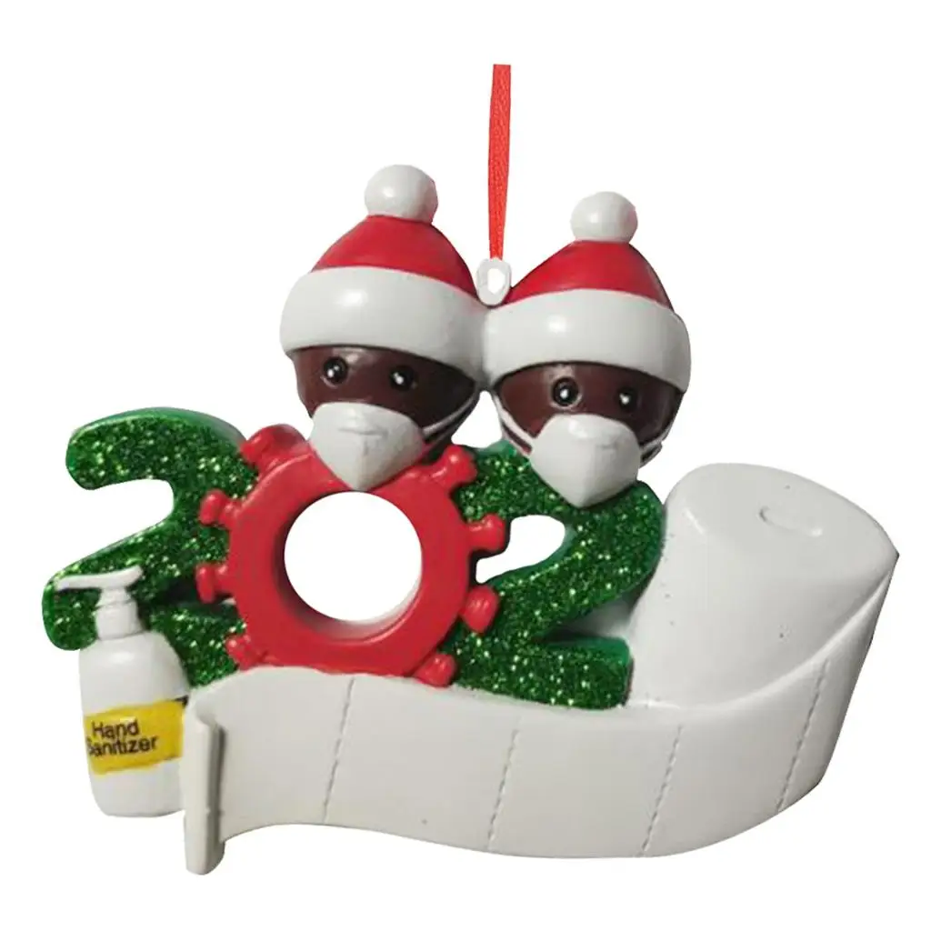 Personalized Name Christmas Ornament Kit with Mask, 2020 Quarantine Survivor Family Customized Christmas Decorating Kit