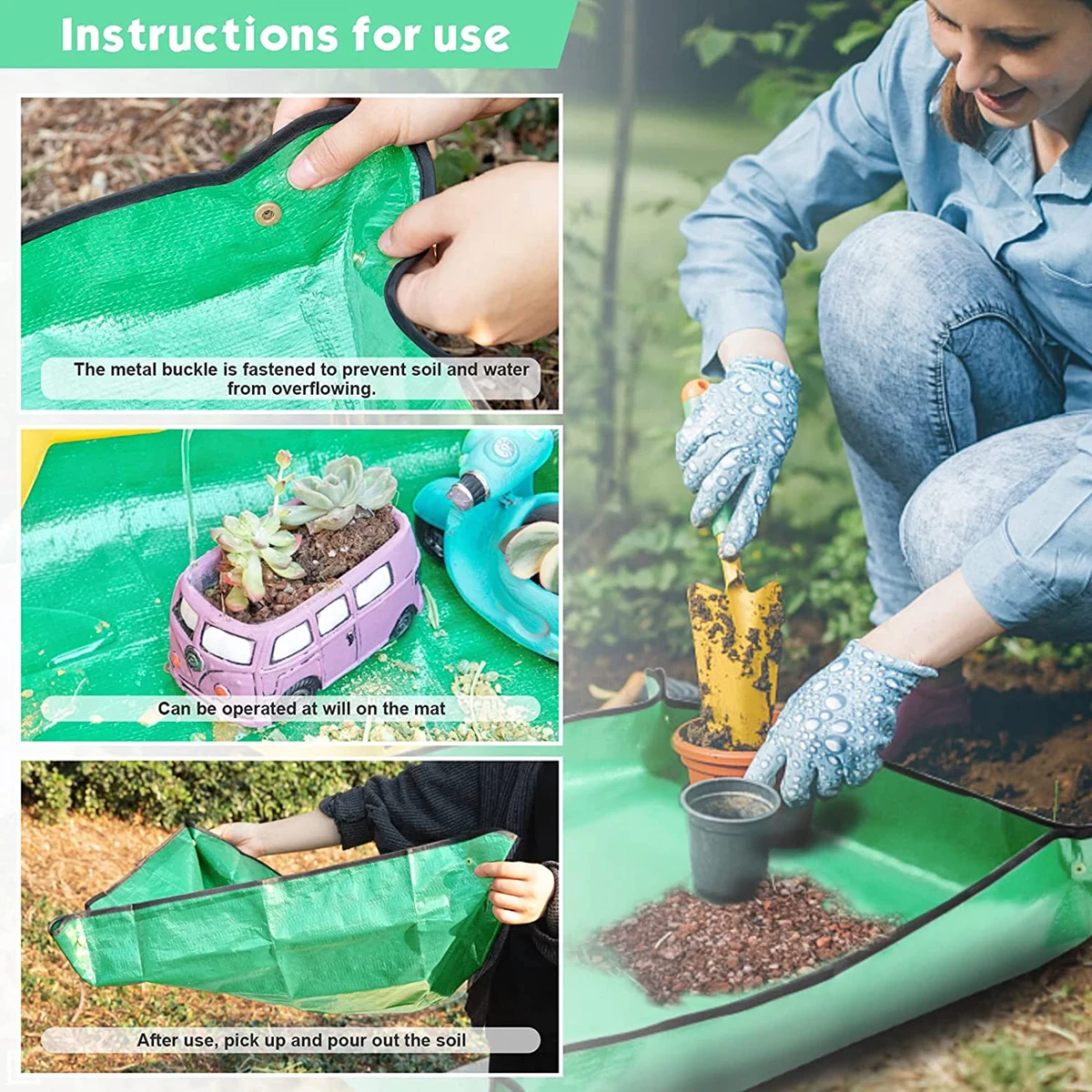 50-100CM Gardening Planting Mat PE Plant Repotting Mat, Foldable Waterproof Gardening Potting Pad Flower Pots Transplanting Mats