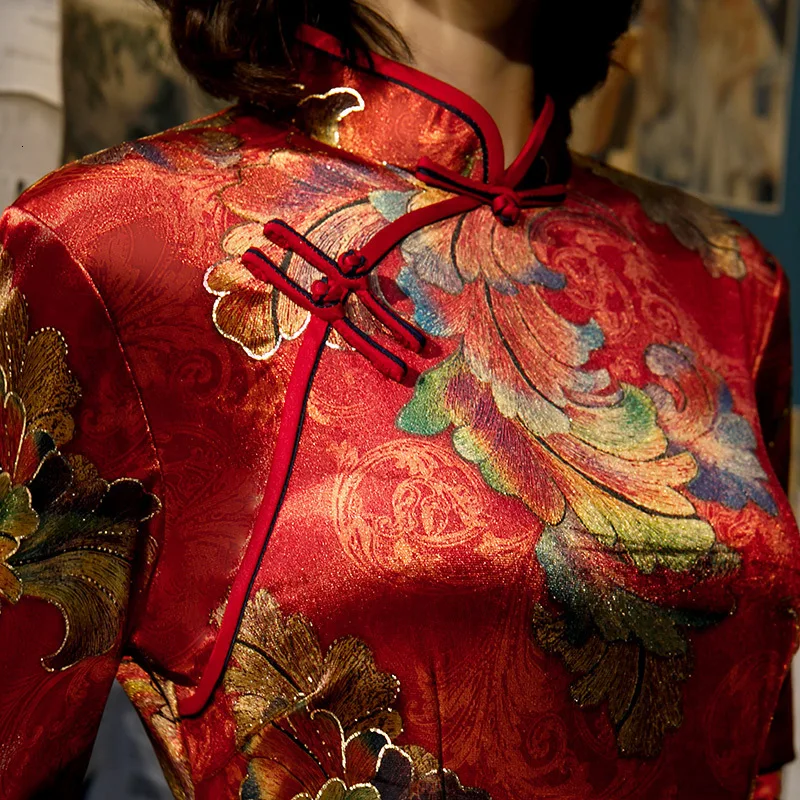 Sheng Coco женское бархатное платье с принтом Cheongsam Qipao, китайское свадебное платье с длинным рукавом, вечерние платья, Длинные вечерние платья 4XL 5XL