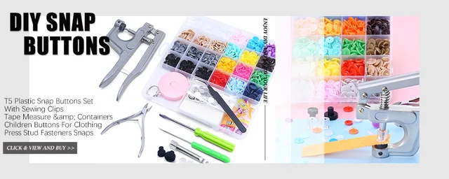 100/150 Sets T5 Plastic Snap Button with Snaps Pliers Tool Kit & Organizer  Containers，DIY Garment Press Stud Fasteners - AliExpress