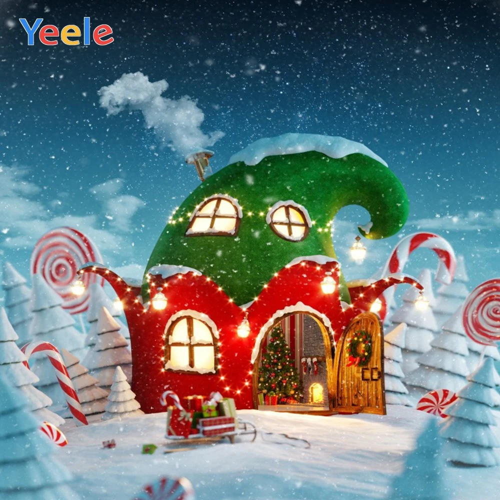 

Yeele Christmas Backdrops Candy Bar Birth Snow Pine Tree Baby Shower Photophone Photography Backgrounds Photo Studio Photozone