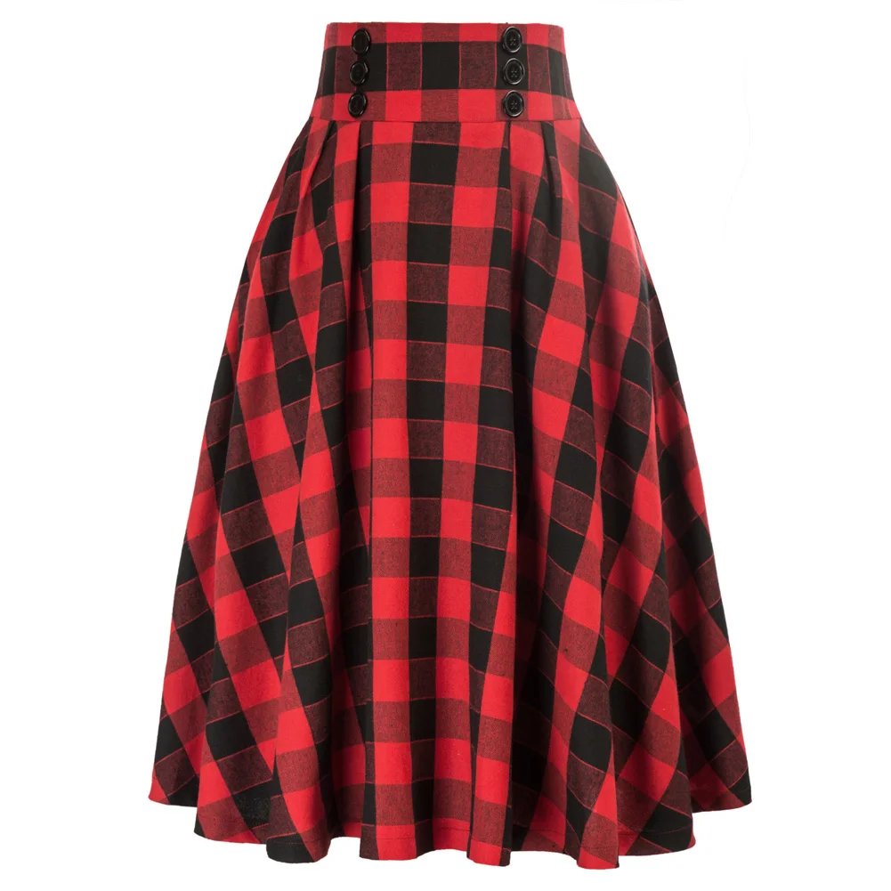 Юбка-миди Женская трапециевидная с эластичной талией на пуговицах | одежда