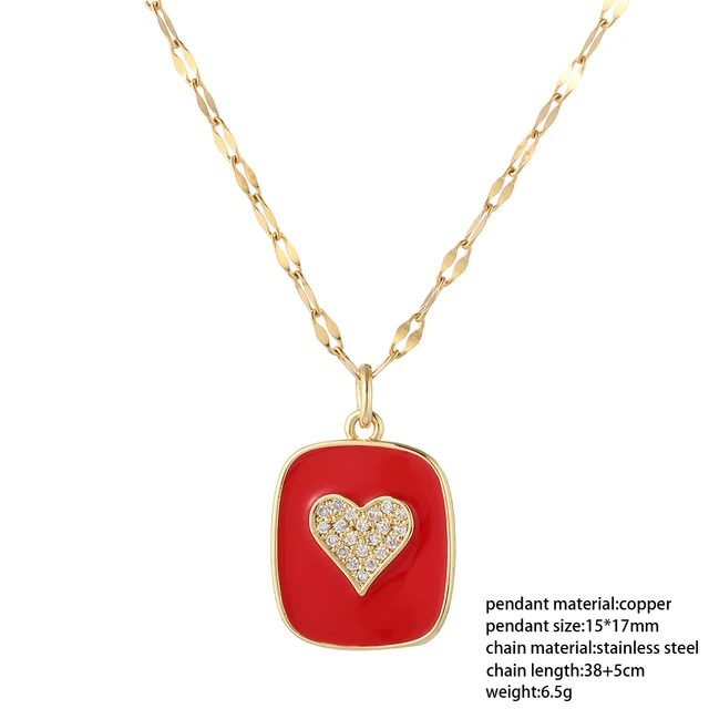 Red Heart Love Pendant Necklace for Women Choker Long Chains Neck Lace Gold Collar Lovers Gift Boho Party Fashion Jewelry 2021 NK005G6