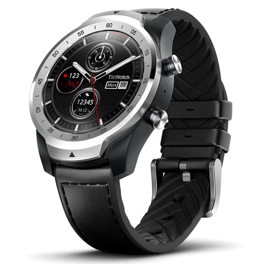 Global Ticwatch PRO Android носить NFC Google Pay gps Смарт часы IP68 Водонепроницаемый AMOLED дисплей smartwatchs для мужчин - Цвет: silver