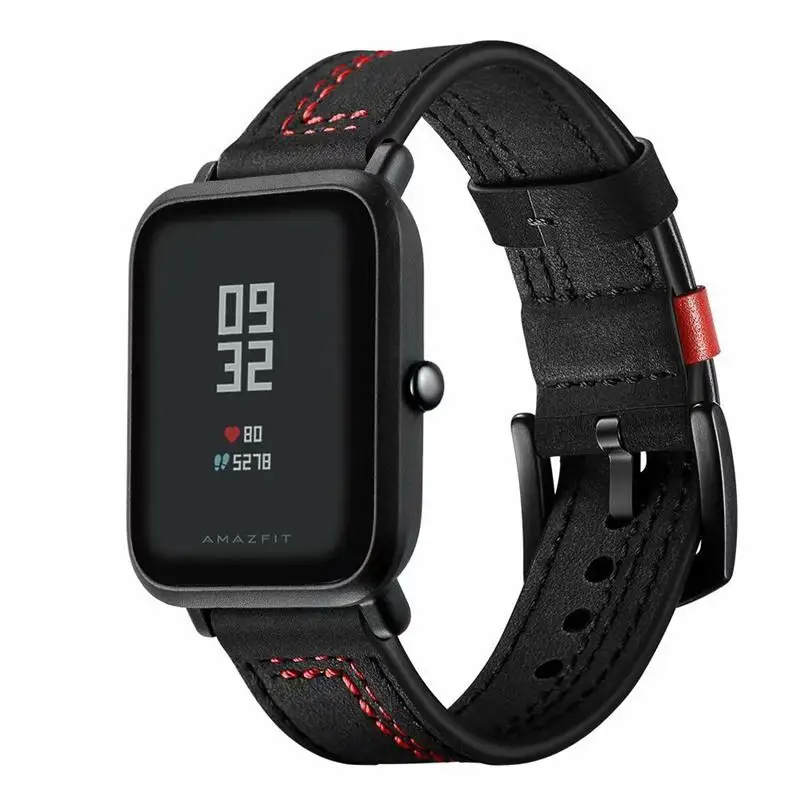 Двухцветные ремешки из натуральной кожи 20 мм 22 для Samsung Galaxy Watch 46 42 мм/Active 2 40 44 Huami