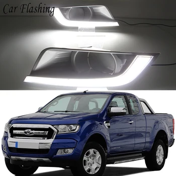 

Car Flashing 1 Pair For Ford Ranger 2015 2016 2017 2018 DRL with turn signal lights daytime running light LED Driving fog Lamp