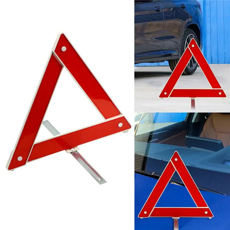 

Auto Car Emergency Breakdown Warning Triangle Red Reflective Safety Foldable Parking Stander Stop Board Auto Tripod Holder