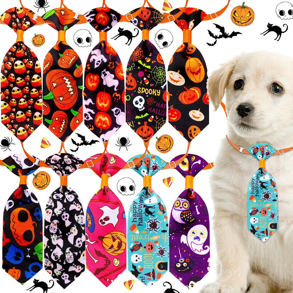 New-dog-cat-pet-Wansheng-mini-tie-skull-Halloween-series-pumpkin-mini-tie.jpg