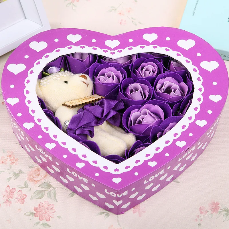 

Soap Flower Gift Box Wholesale Grown 18 Love Bear Soap Flower Valentine's Day Teacher's Day Gift Soap Flower Head