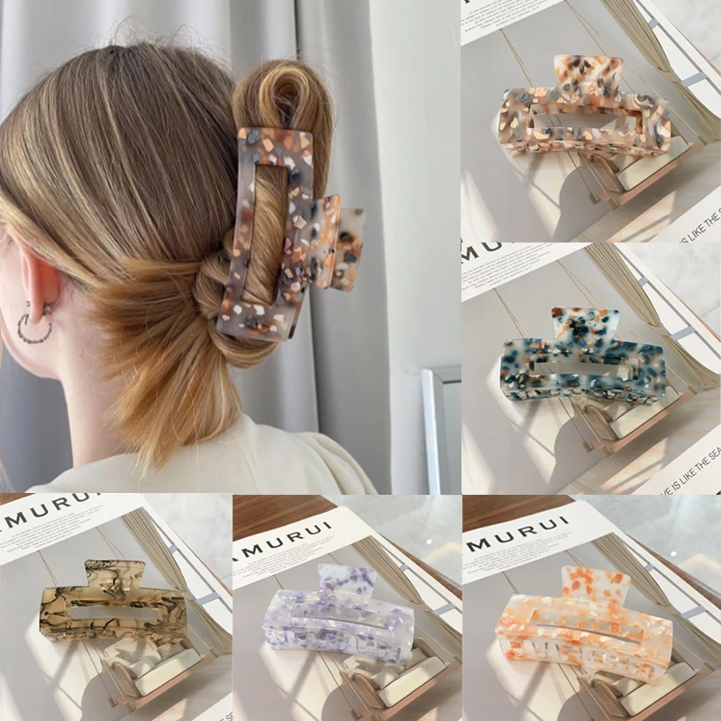 

Ruoshui Woman 10cm Acrylic Barrettes Vintage Hair Clips Women Hair Claws Hair Accessries Hairpins Ornaments Headwear